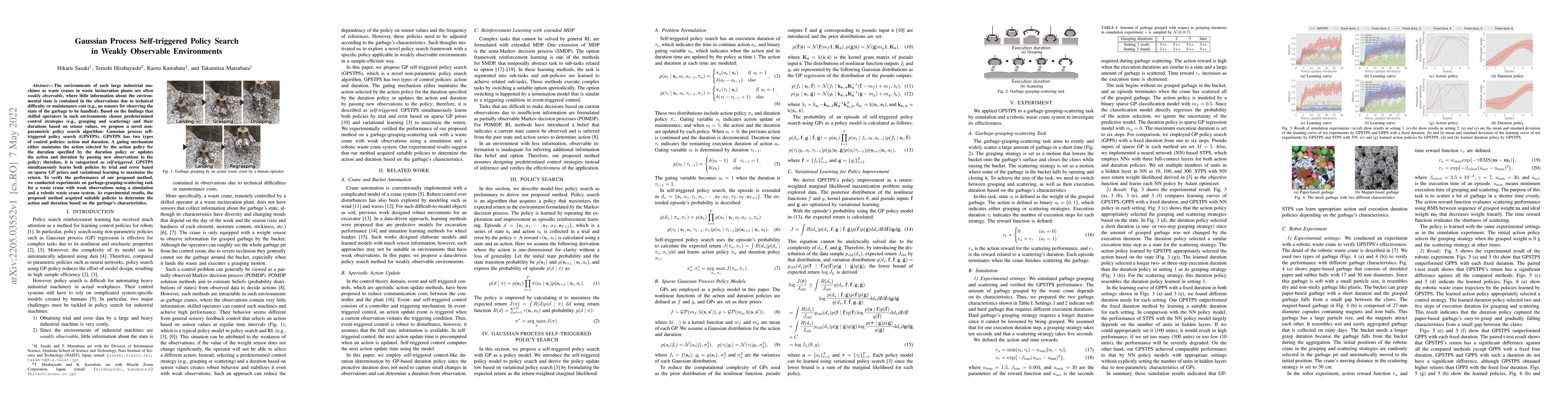 Thumbnail for Gaussian Process Self-triggered Policy Search in Weakly Observable
  Environments