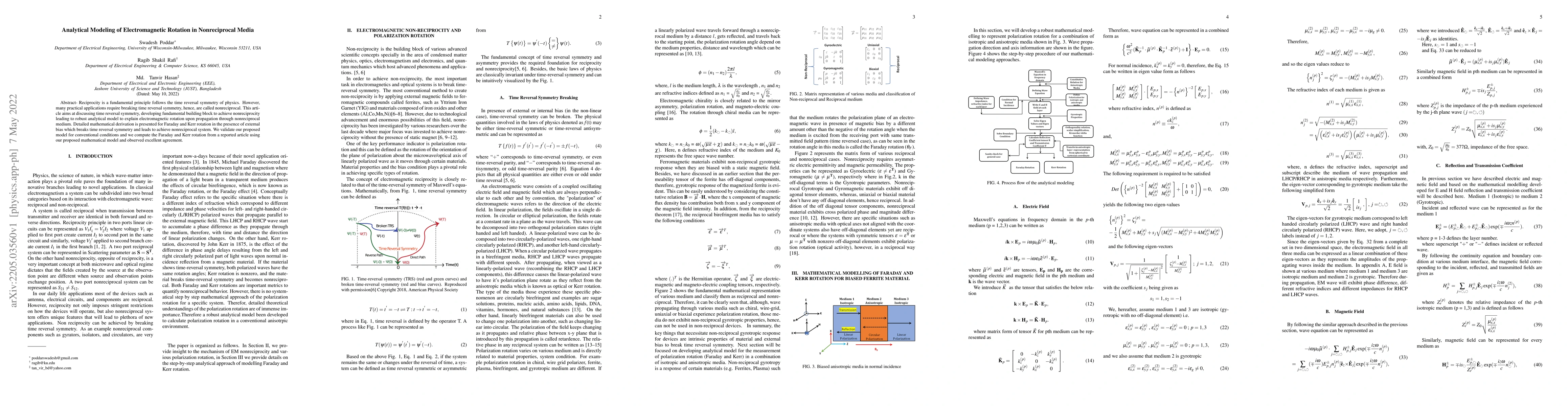 Thumbnail for Analytical Modeling of Electromagnetic Rotation in Nonreciprocal Media