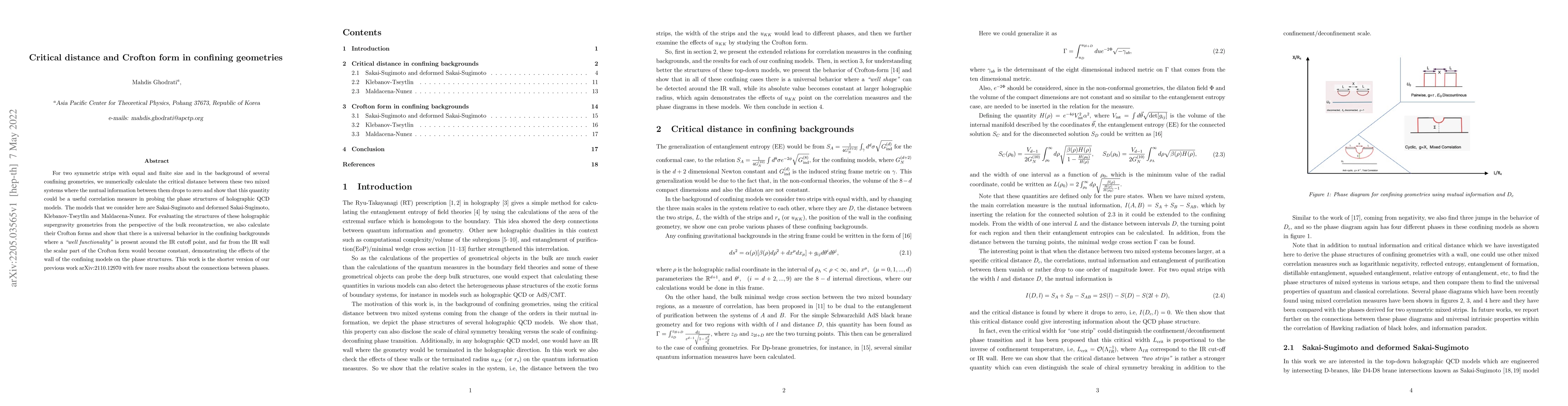Thumbnail for Critical distance and Crofton form in confining geometries