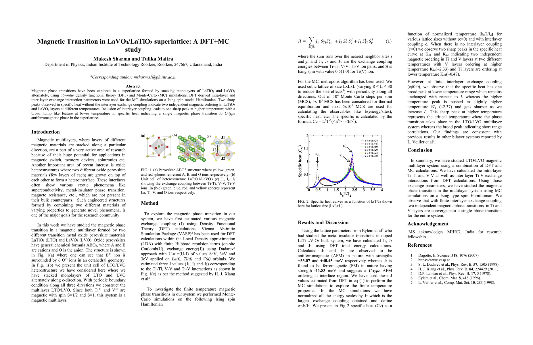 Thumbnail for Magnetic Transition in $\rm LaVO_{3} /LaTiO_{3}$ superlattice: A DFT+MC
  study