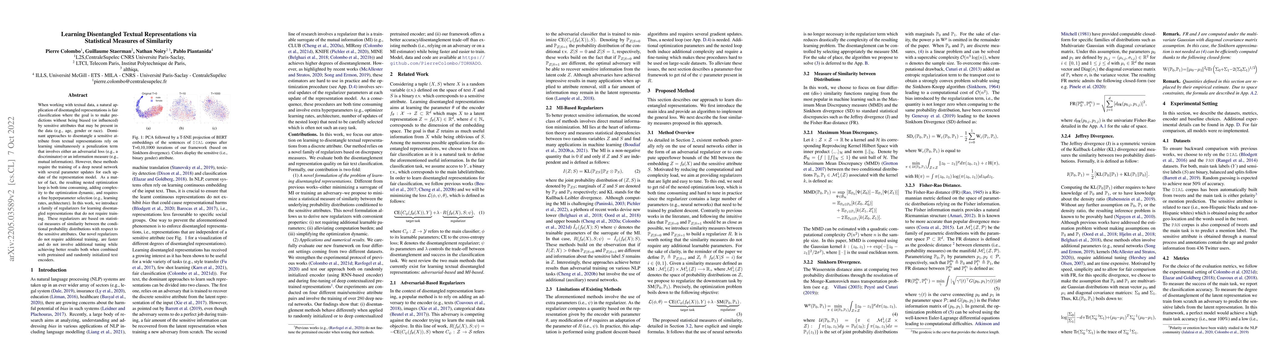 Thumbnail for Learning Disentangled Textual Representations via Statistical Measures
  of Similarity