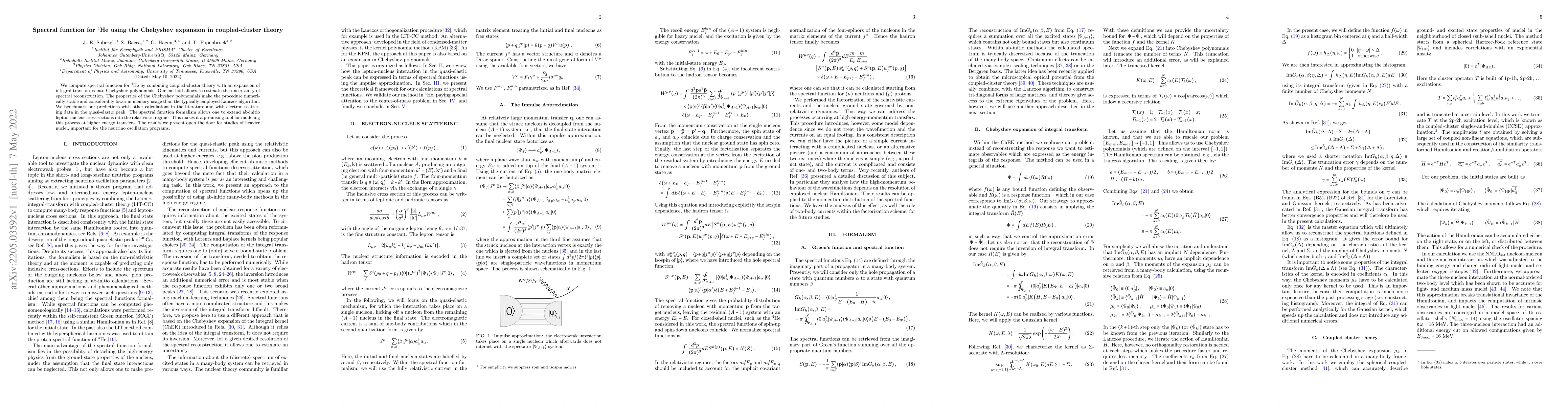 Thumbnail for Spectral function for $^4$He using the Chebyshev expansion in
  coupled-cluster theory