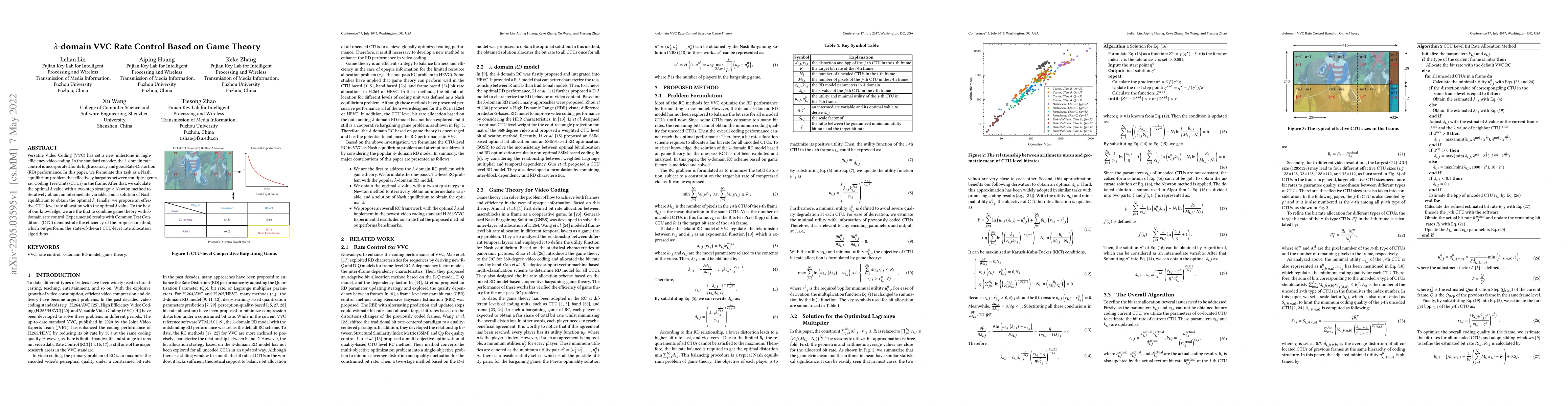 Thumbnail for $\lambda$-domain VVC Rate Control Based on Game Theory