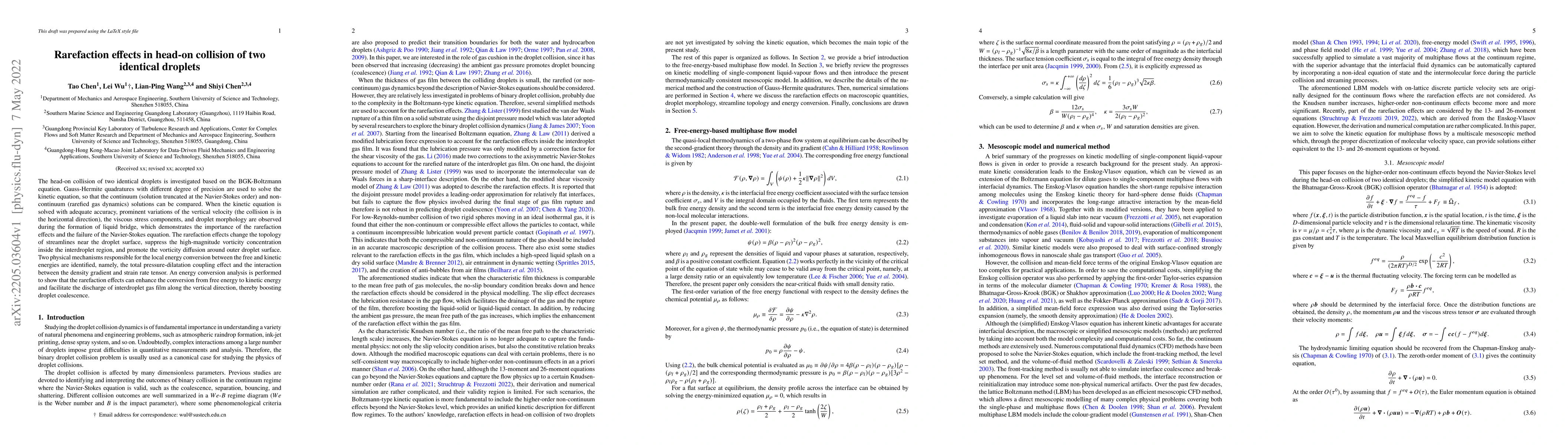 Thumbnail for Rarefaction effects in head-on collision of two identical droplets