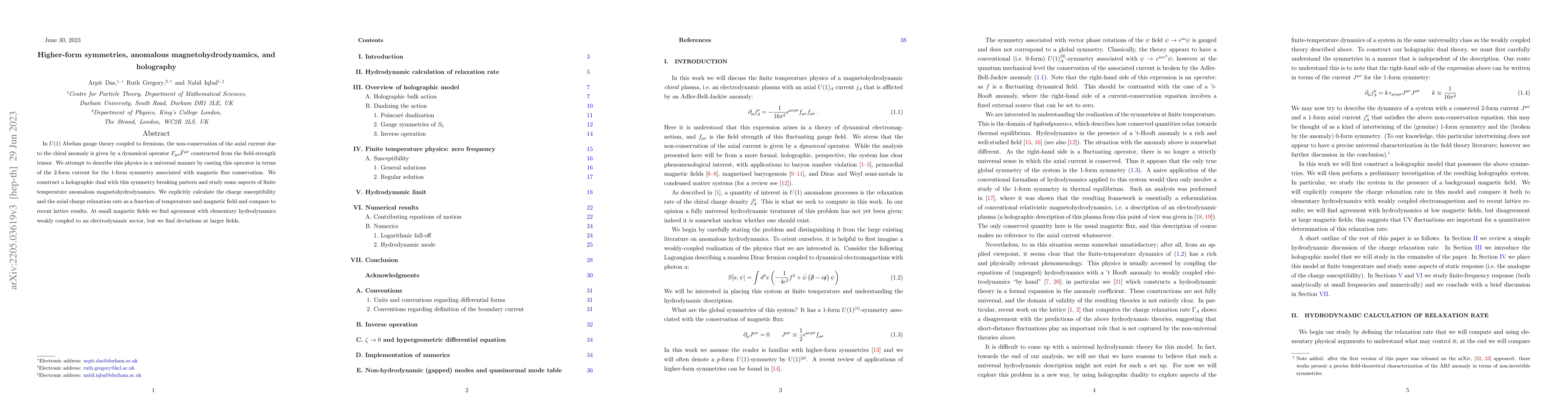 Thumbnail for Higher-form symmetries, anomalous magnetohydrodynamics, and holography