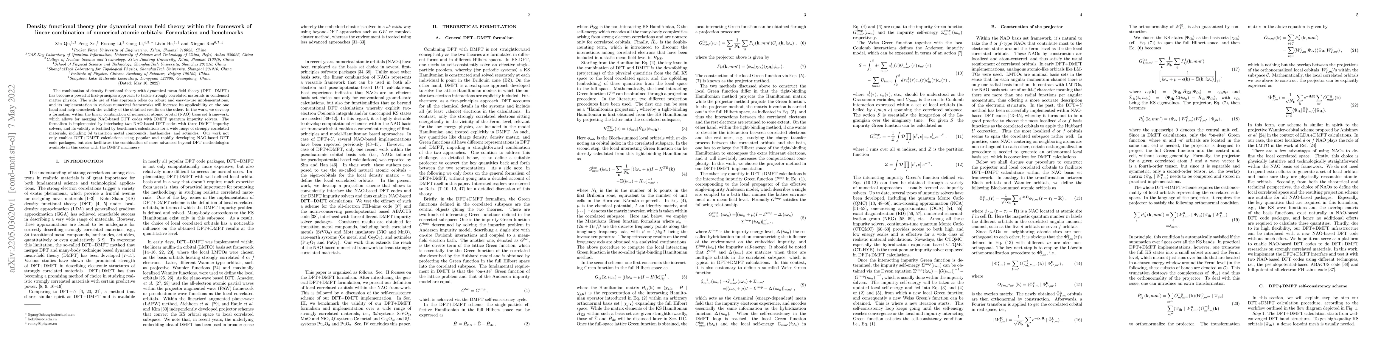 Thumbnail for Density functional theory plus dynamical mean field theory within the
  framework of linear combination of numerical atomic orbitals: Formulation and
  benchmarks