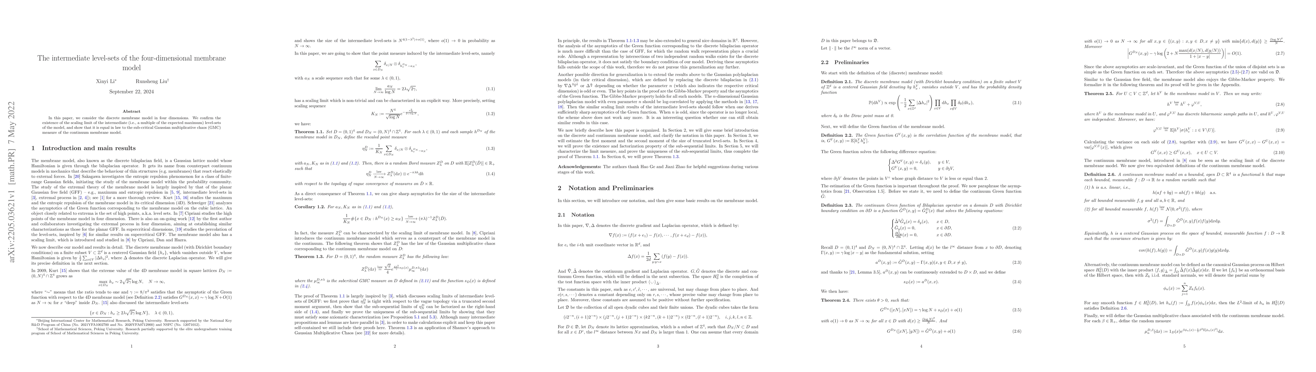 Thumbnail for The intermediate level-sets of the four-dimensional membrane model