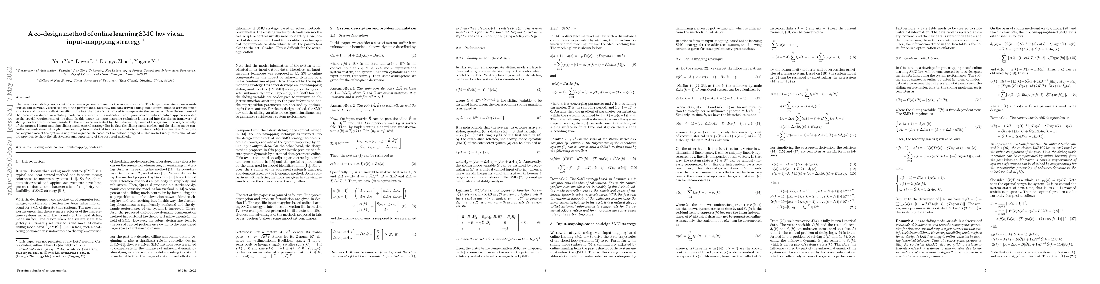 Thumbnail for A co-design method of online learning SMC law via an input-mappping
  strategy