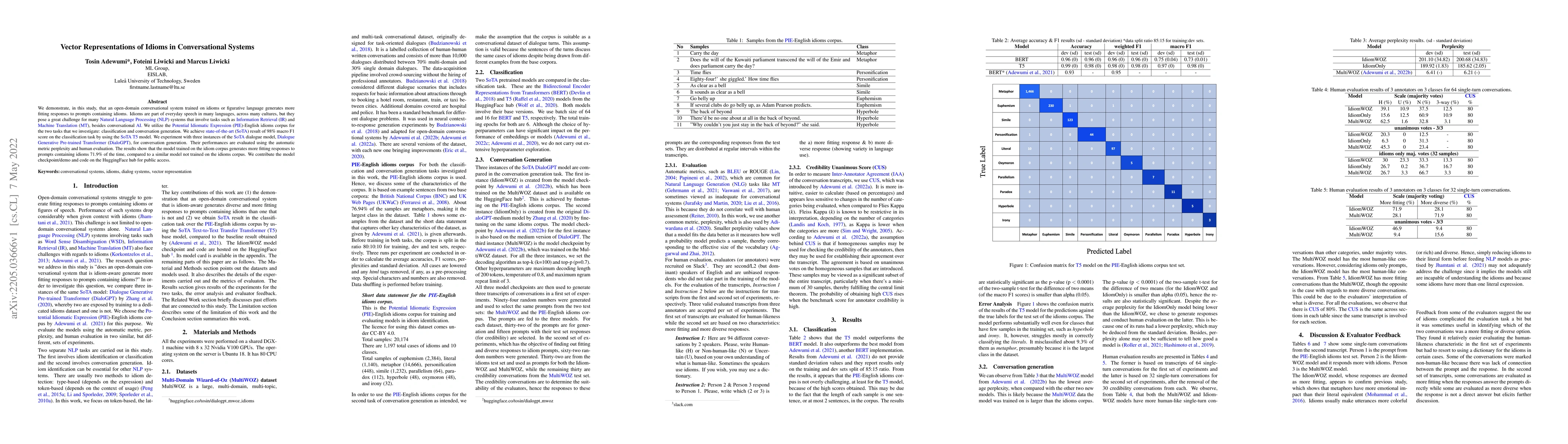 Thumbnail for Vector Representations of Idioms in Conversational Systems