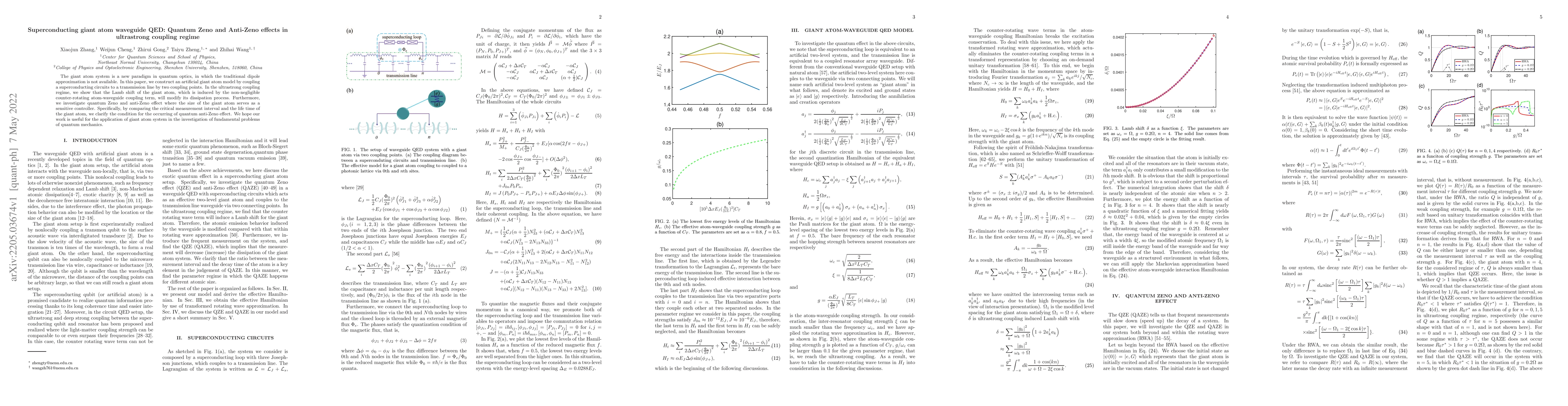 Thumbnail for Superconducting giant atom waveguide QED: Quantum Zeno and Anti-Zeno
  effects in ultrastrong coupling regime