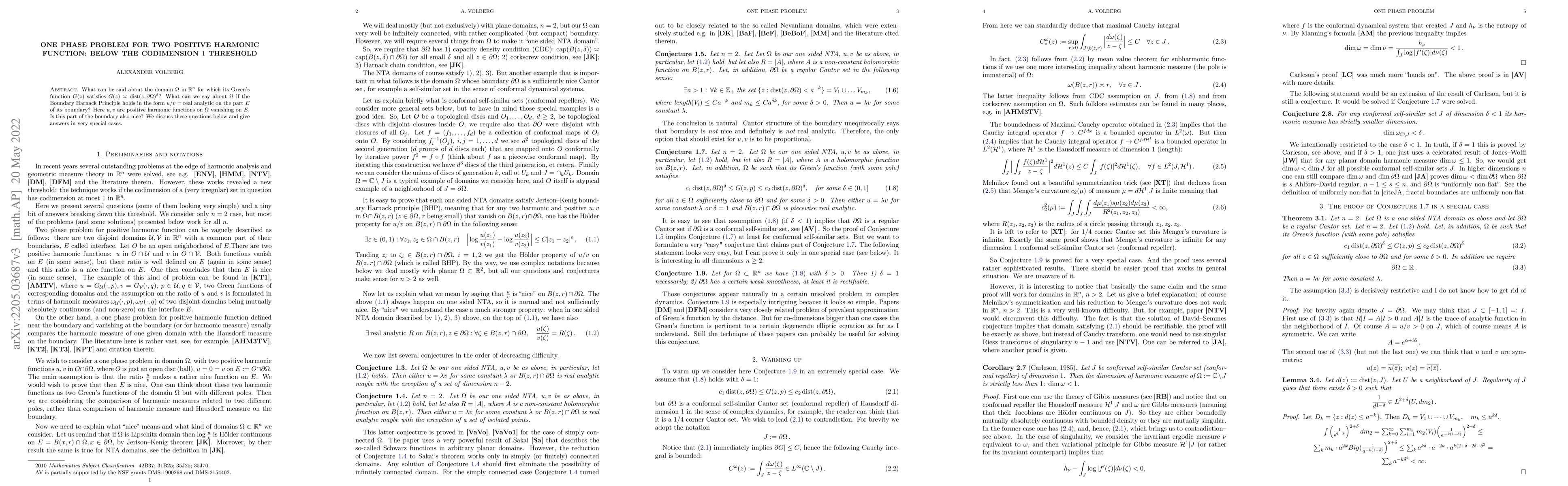Thumbnail for One phase problem for two positive harmonic function: below the
  codimension $1$ threshold
