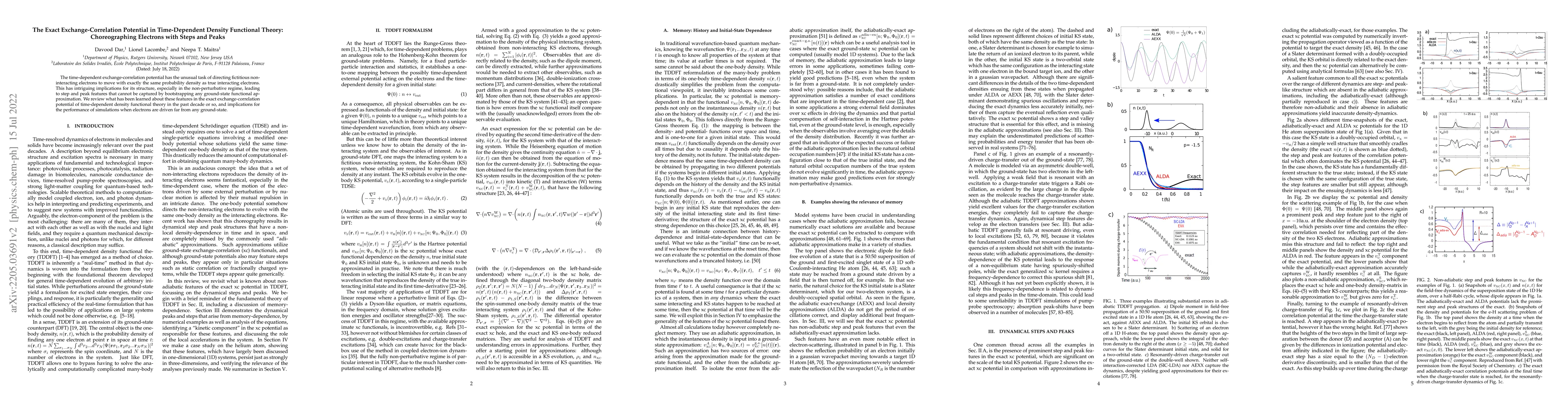 Thumbnail for The Exact Exchange-Correlation Potential in Time-Dependent Density
  Functional Theory: Choreographing Electrons with Steps and Peaks