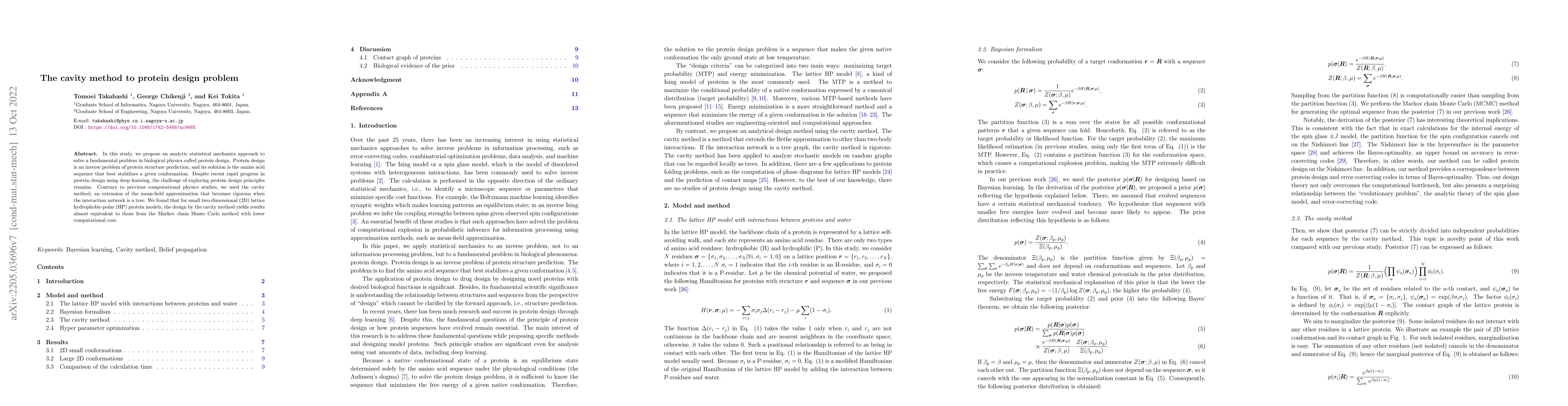 Thumbnail for The cavity method to protein design problem