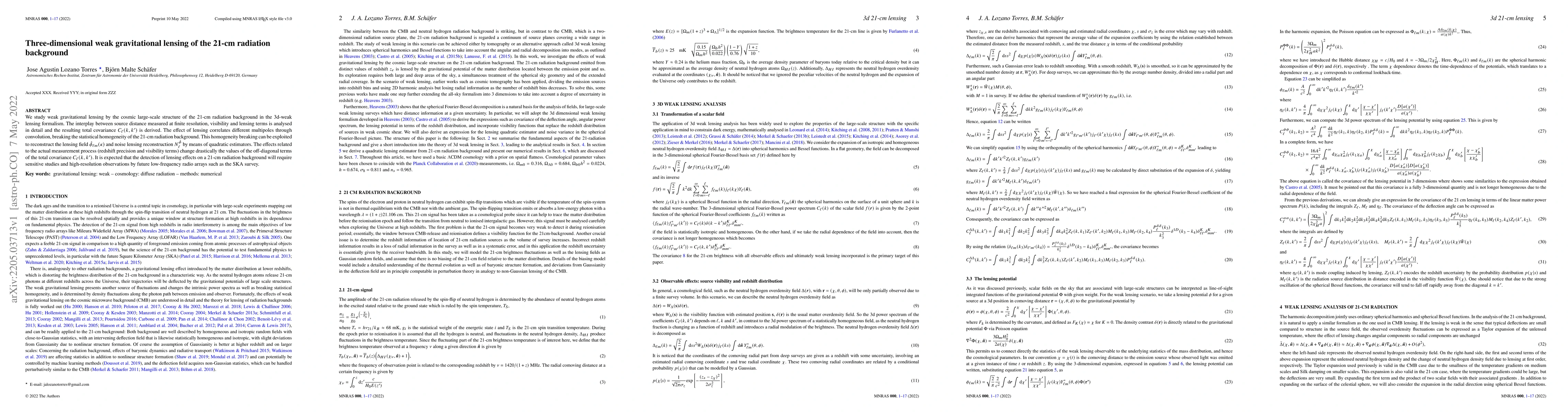 Thumbnail for Three-dimensional weak gravitational lensing of the 21-cm radiation
  background