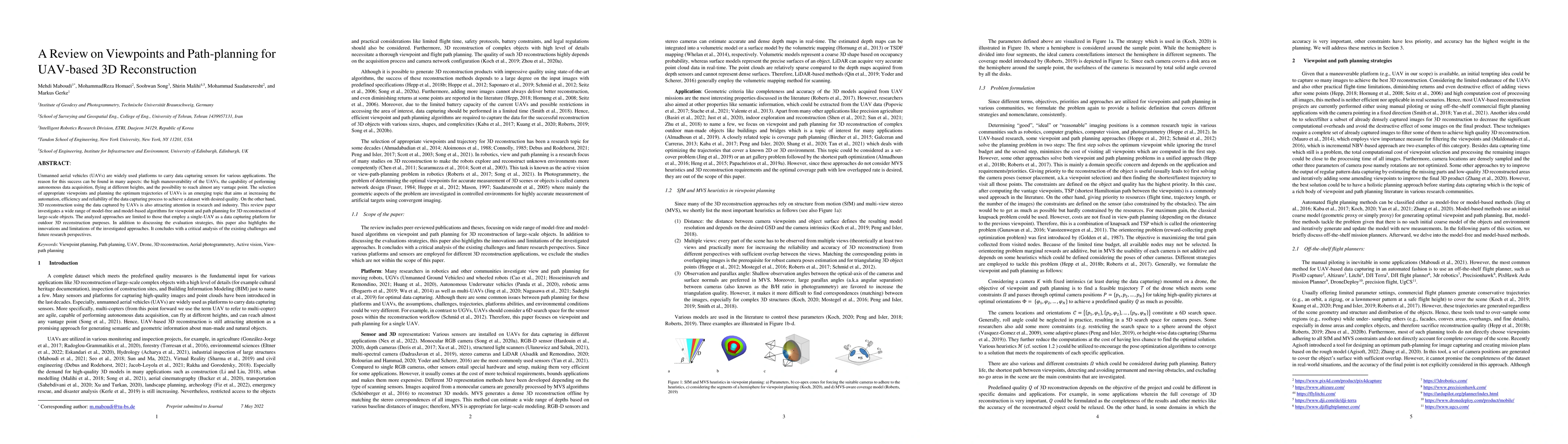 Thumbnail for A Review on Viewpoints and Path-planning for UAV-based 3D Reconstruction