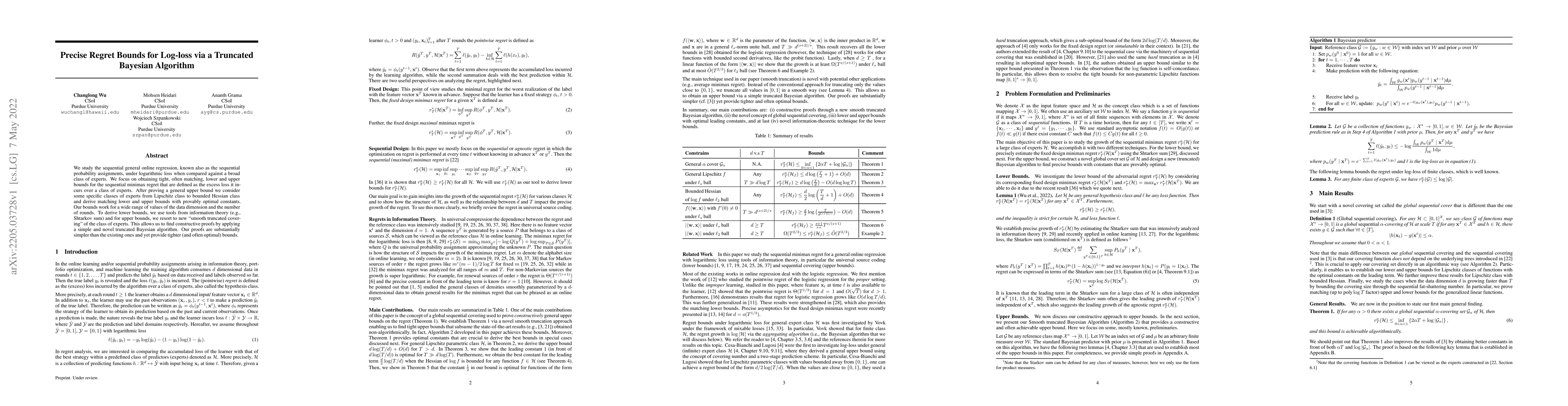 Thumbnail for Precise Regret Bounds for Log-loss via a Truncated Bayesian Algorithm