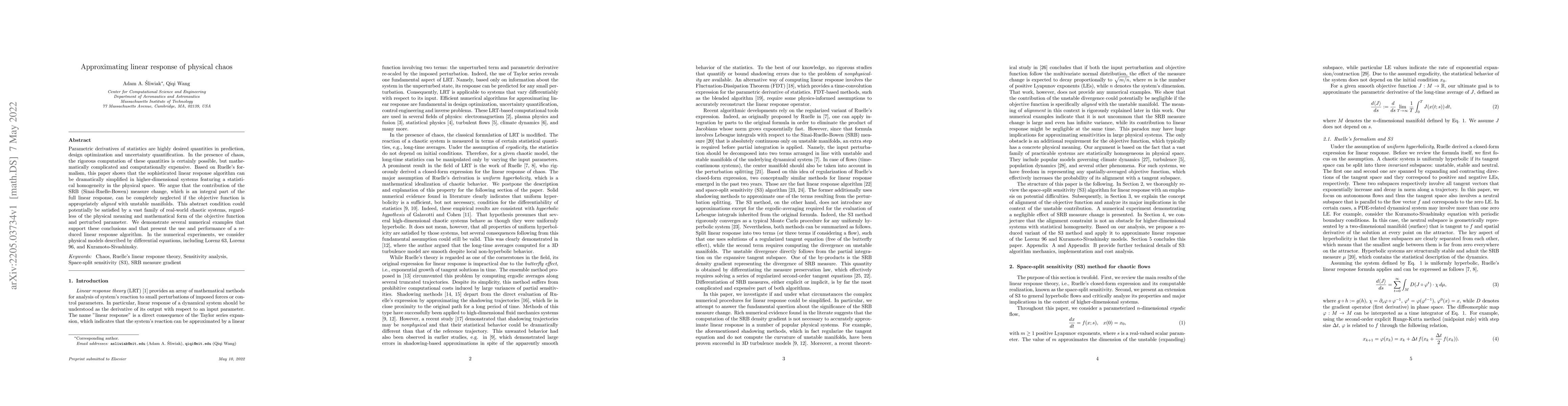 Thumbnail for Approximating linear response of physical chaos
