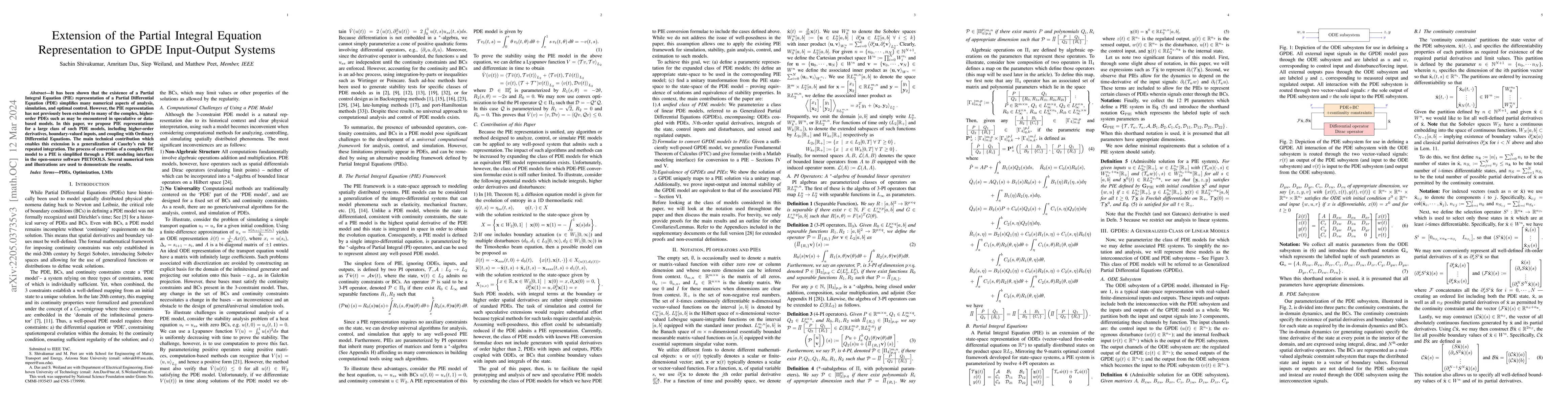 Thumbnail for Extension of the Partial Integral Equation Representation to GPDE
  Input-Output Systems