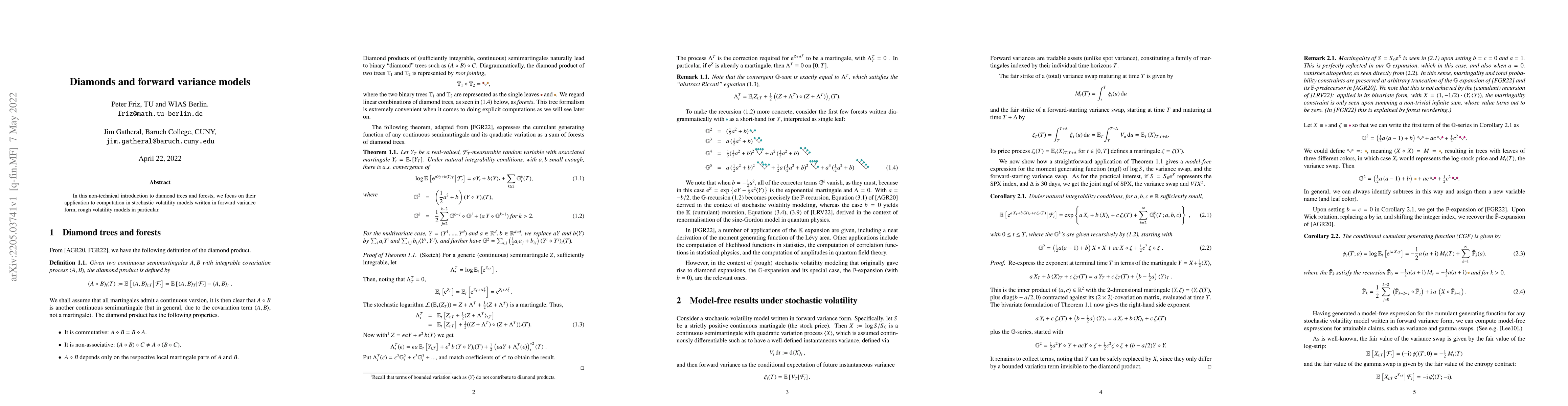 Thumbnail for Diamonds and forward variance models
