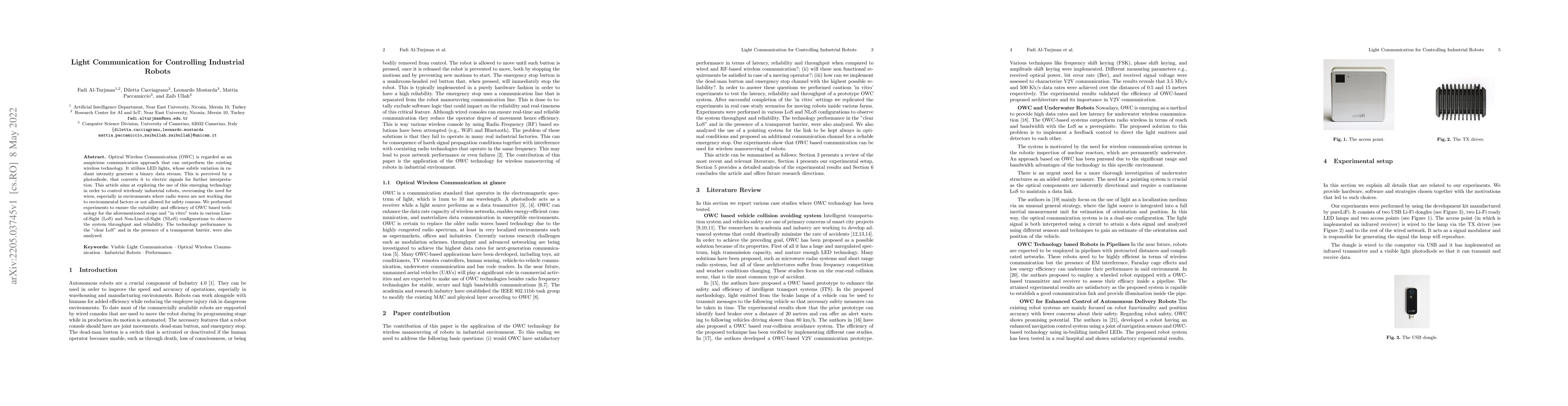 Thumbnail for Light Communication for Controlling Industrial Robots