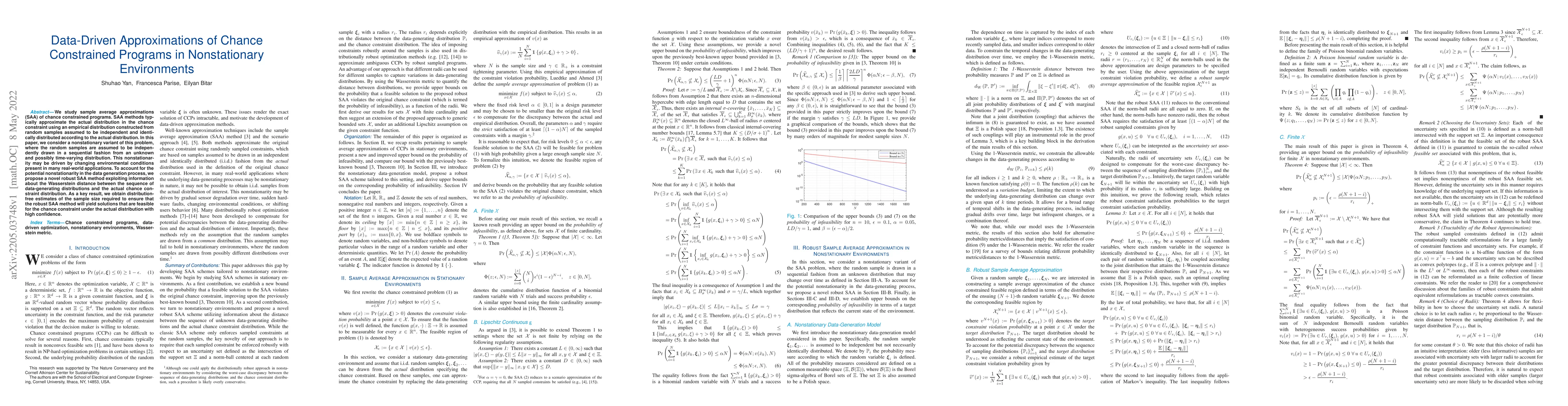 Thumbnail for Data-Driven Approximations of Chance Constrained Programs in
  Nonstationary Environments