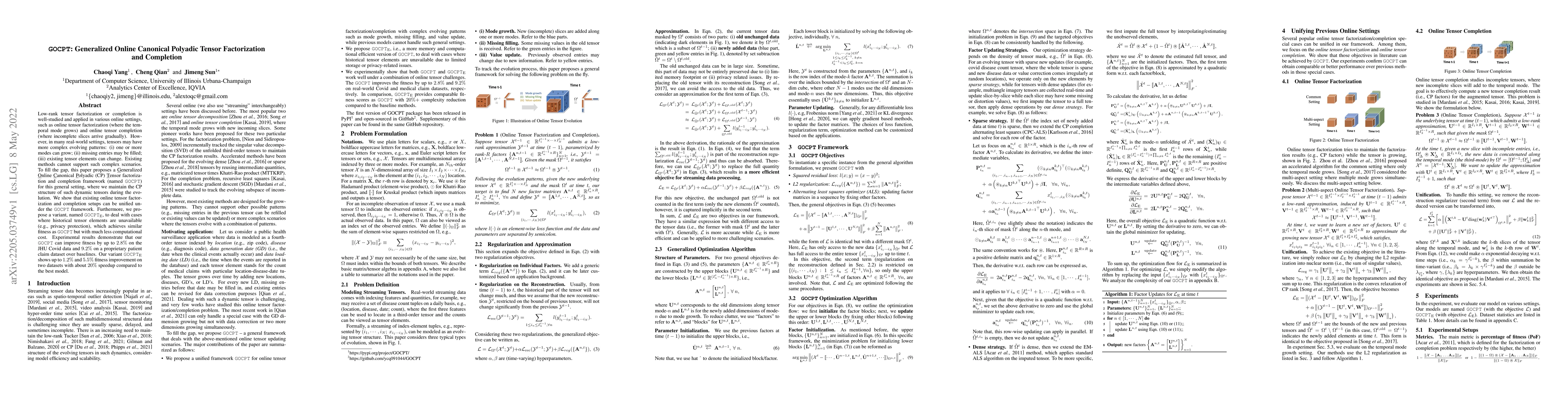 Thumbnail for GOCPT: Generalized Online Canonical Polyadic Tensor Factorization and
  Completion