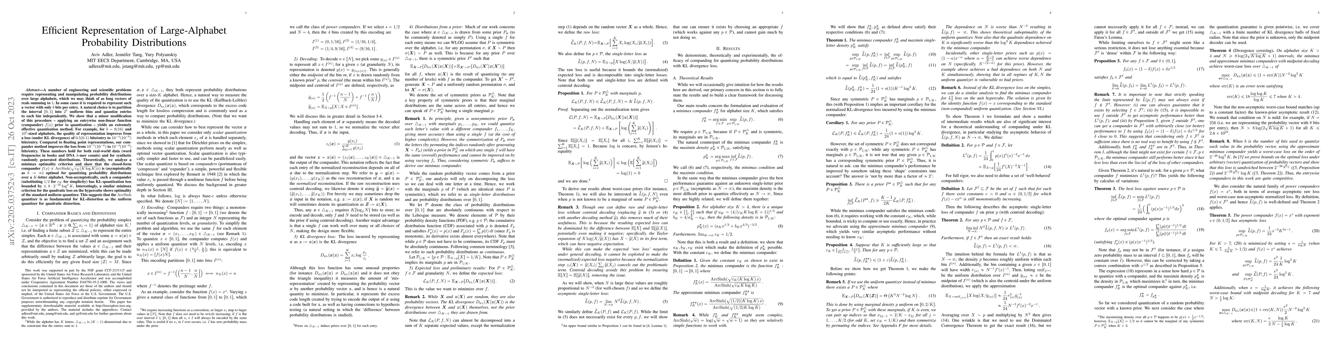 Thumbnail for Efficient Representation of Large-Alphabet Probability Distributions