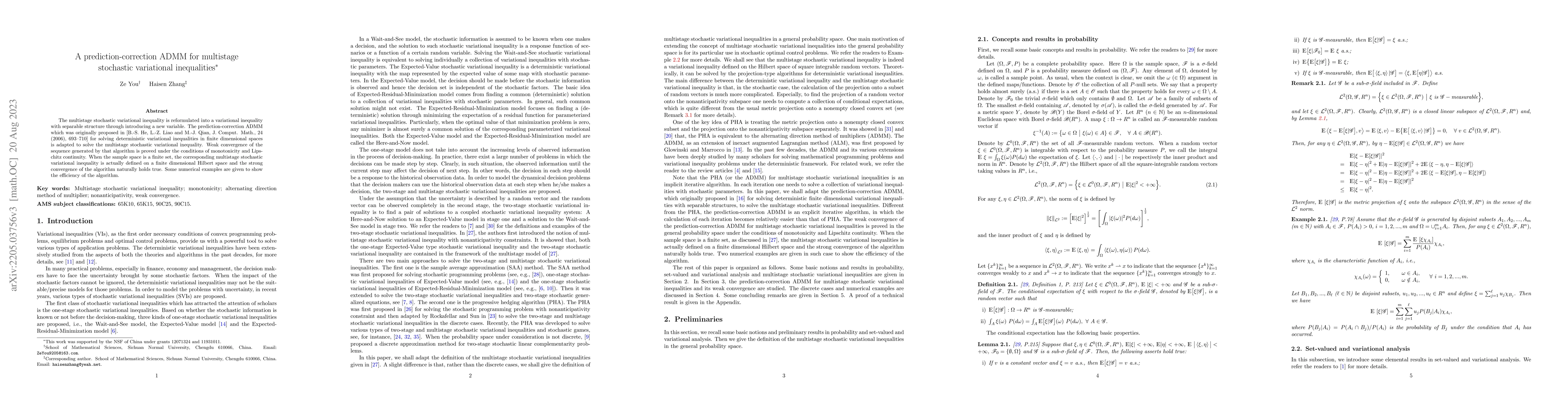 Thumbnail for A prediction-correction ADMM for multistage stochastic variational
  inequalities