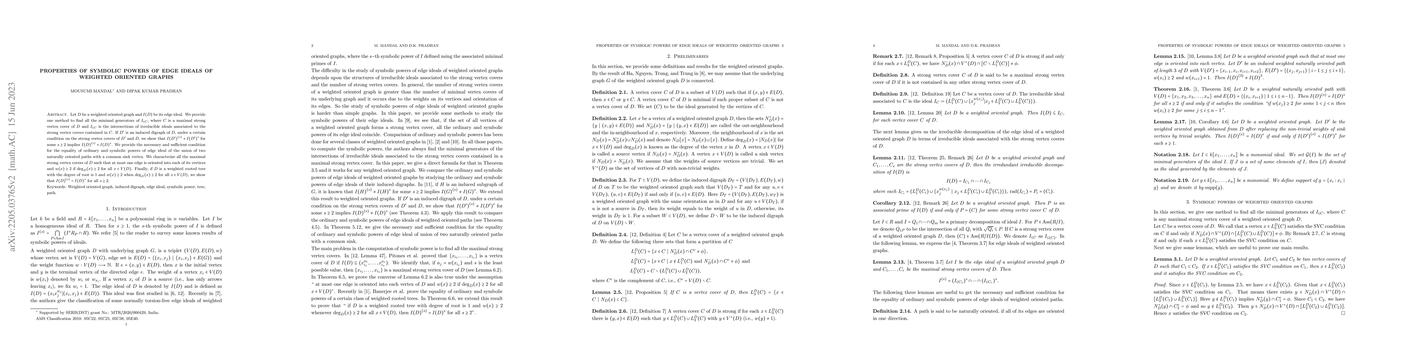 Thumbnail for Properties of symbolic powers of edge ideals of weighted oriented graphs