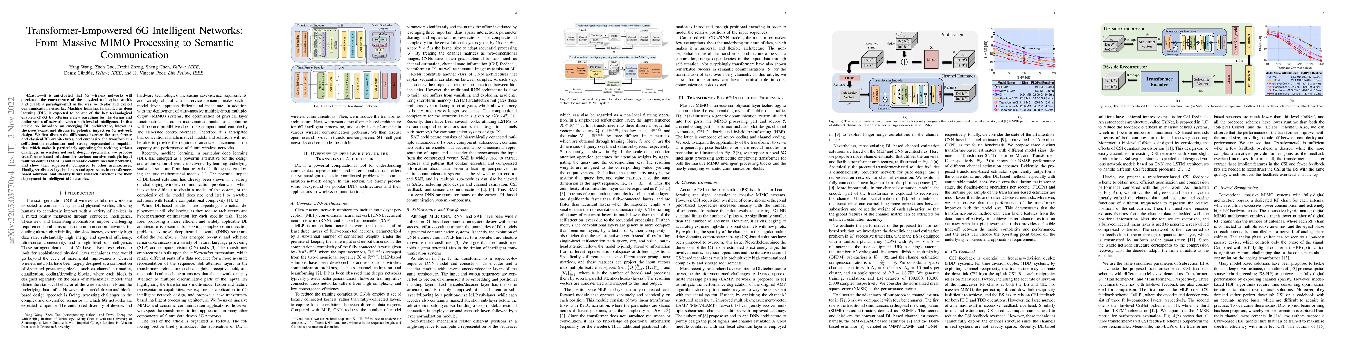 Thumbnail for Transformer-Empowered 6G Intelligent Networks: From Massive MIMO
  Processing to Semantic Communication
