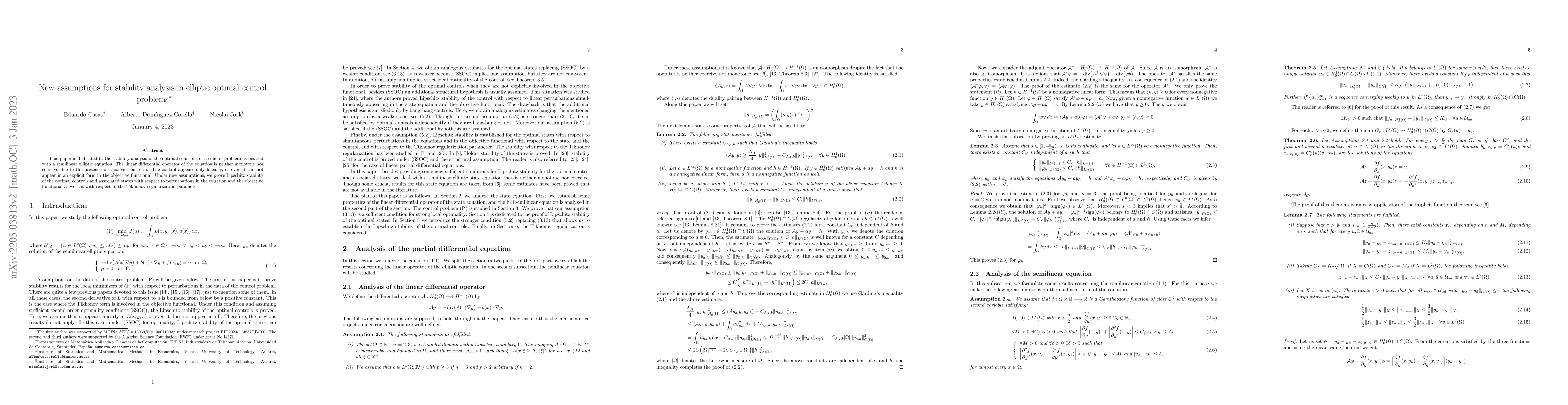 Thumbnail for New assumptions for stability analysis in elliptic optimal control
  problems