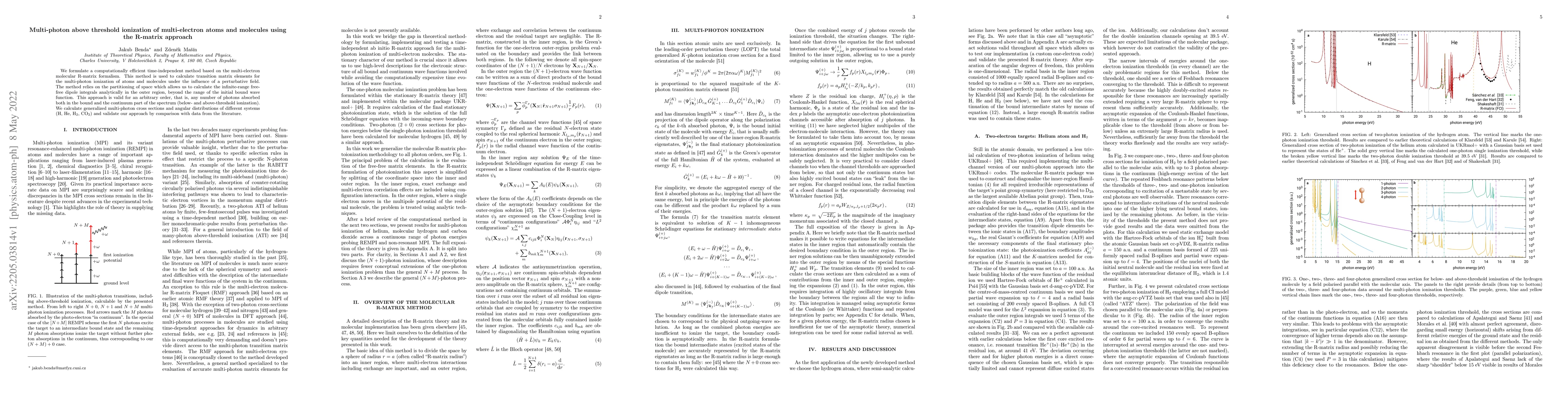 Thumbnail for Multi-photon above threshold ionization of multi-electron atoms and
  molecules using the R-matrix approach