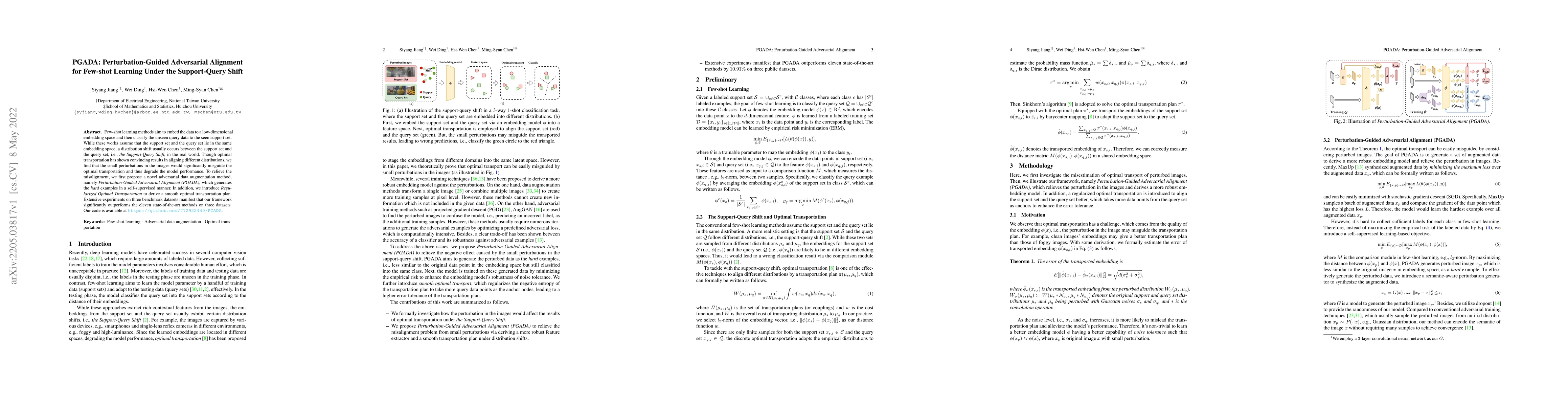 Thumbnail for PGADA: Perturbation-Guided Adversarial Alignment for Few-shot Learning
  Under the Support-Query Shift