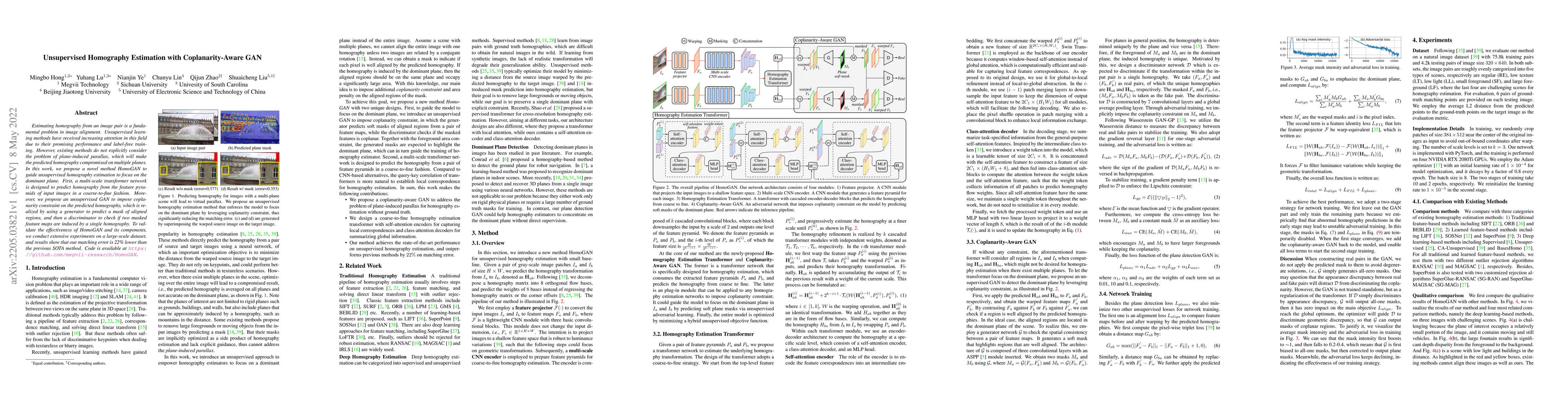Thumbnail for Unsupervised Homography Estimation with Coplanarity-Aware GAN