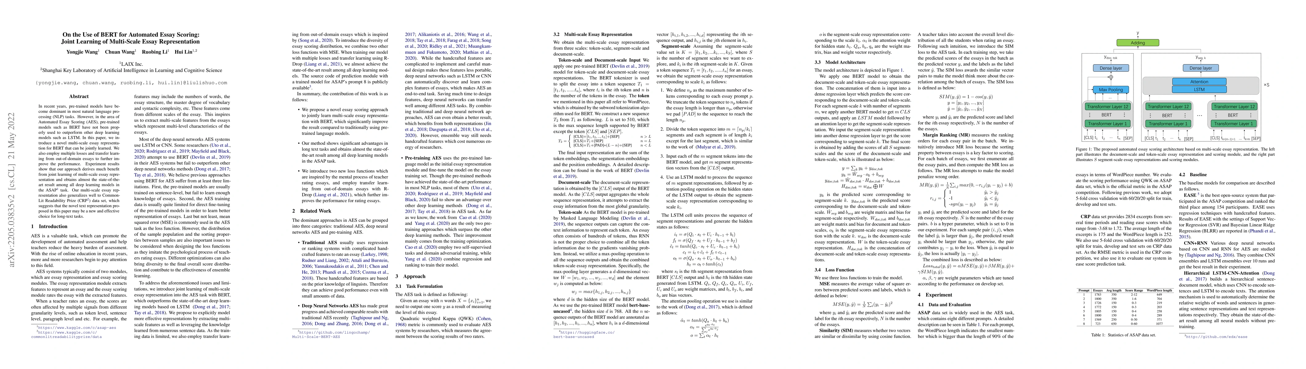 Thumbnail for On the Use of BERT for Automated Essay Scoring: Joint Learning of
  Multi-Scale Essay Representation