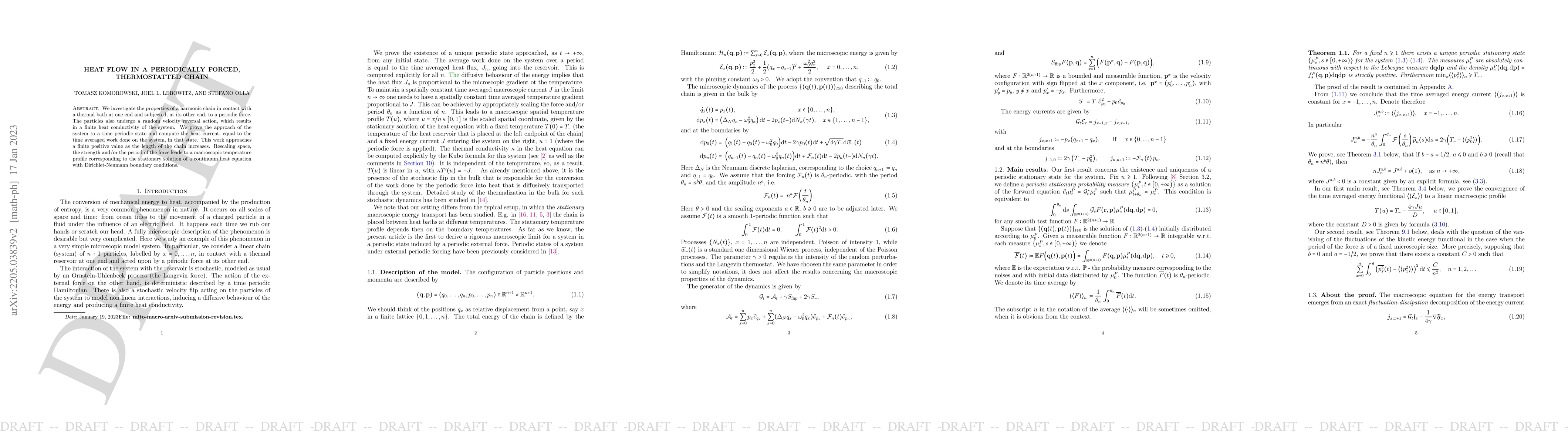 Thumbnail for Heat flow in a periodically forced, thermostatted chain