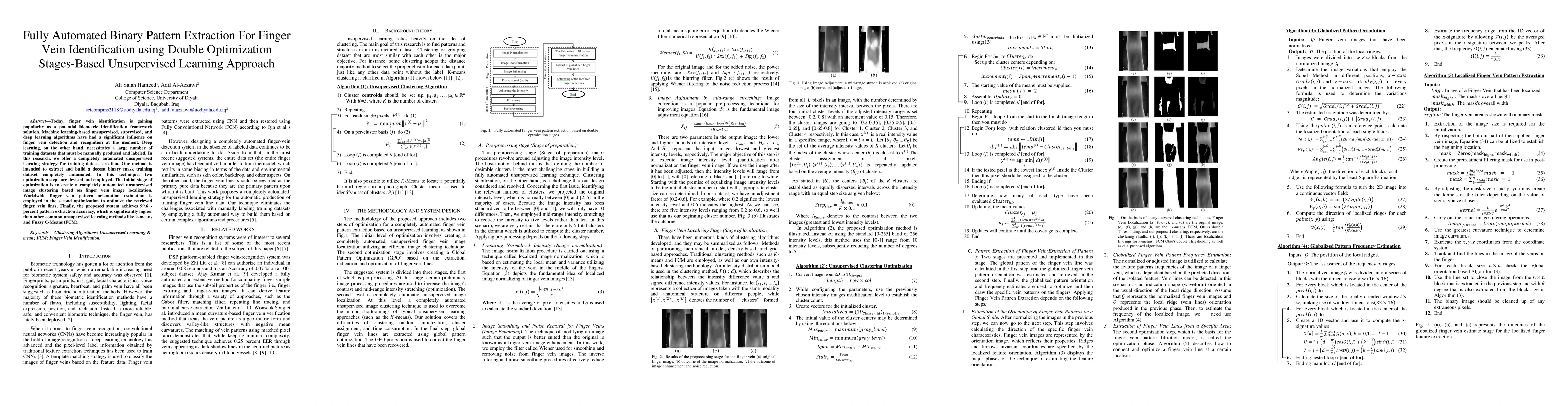 Thumbnail for Fully Automated Binary Pattern Extraction For Finger Vein Identification
  using Double Optimization Stages-Based Unsupervised Learning Approach