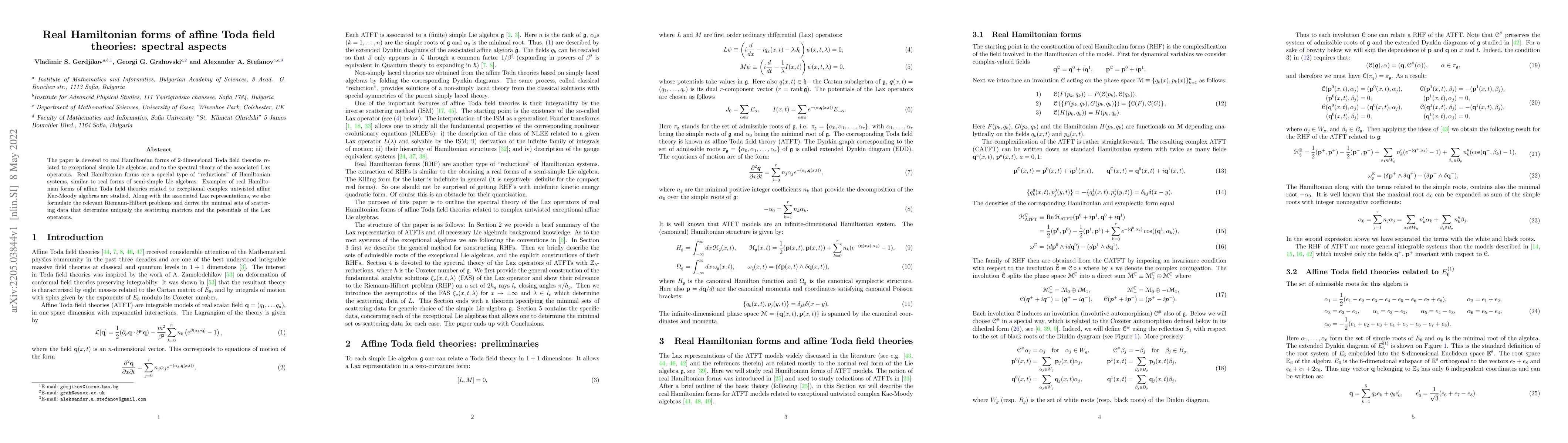 Thumbnail for Real Hamiltonian forms of affine Toda field theories: spectral aspects