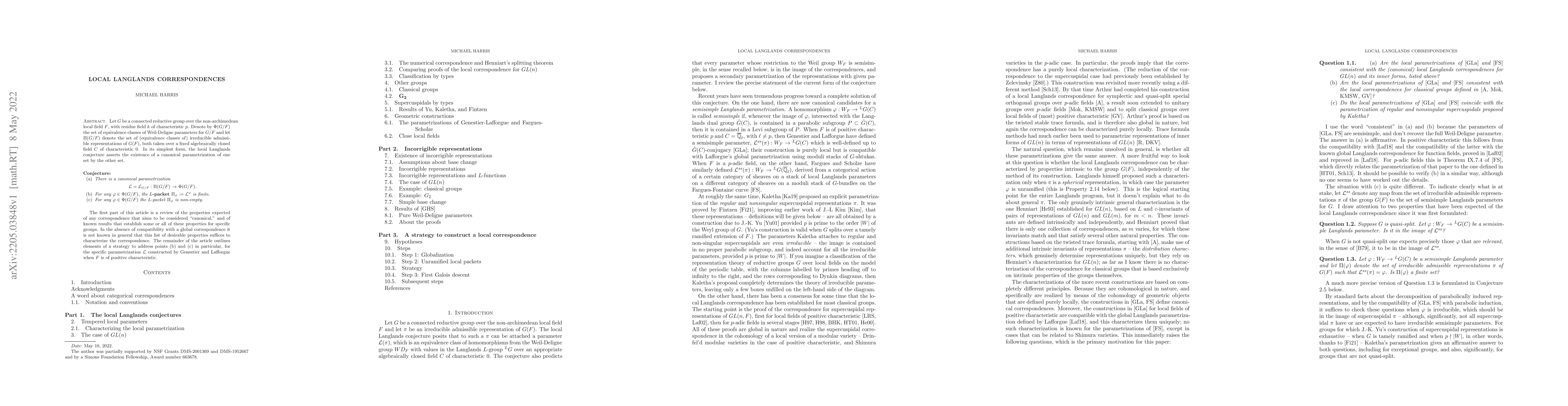 Thumbnail for Local Langlands correspondences