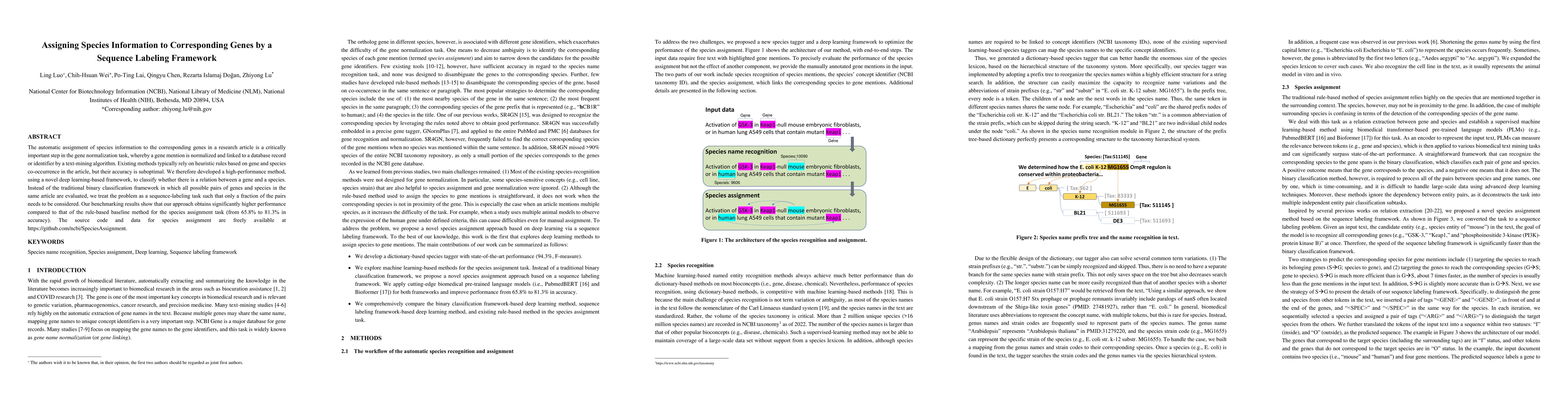 Thumbnail for Assigning Species Information to Corresponding Genes by a Sequence
  Labeling Framework