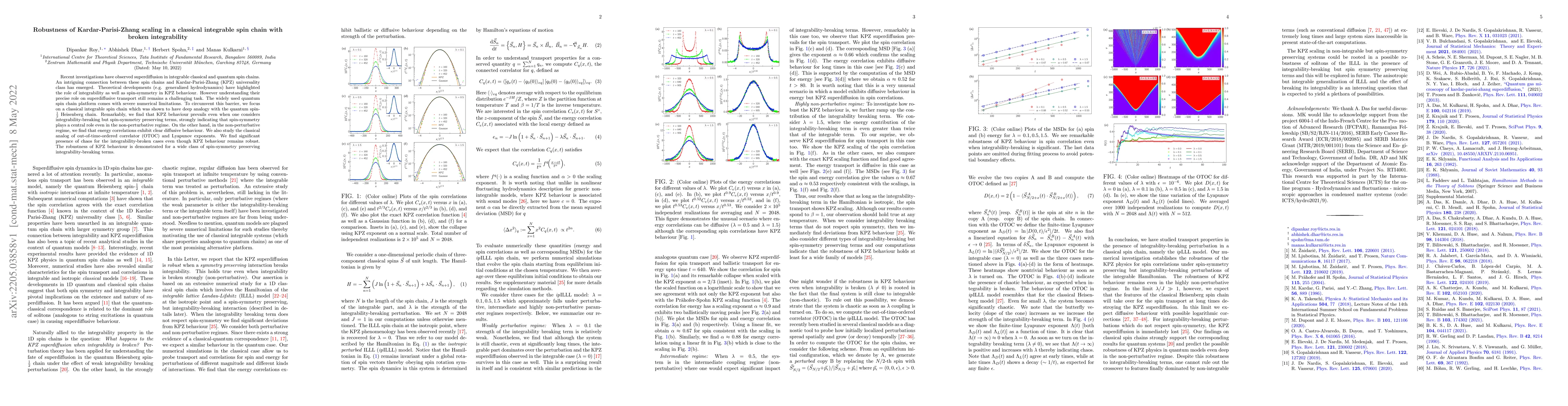 Thumbnail for Robustness of Kardar-Parisi-Zhang scaling in a classical integrable spin
  chain with broken integrability