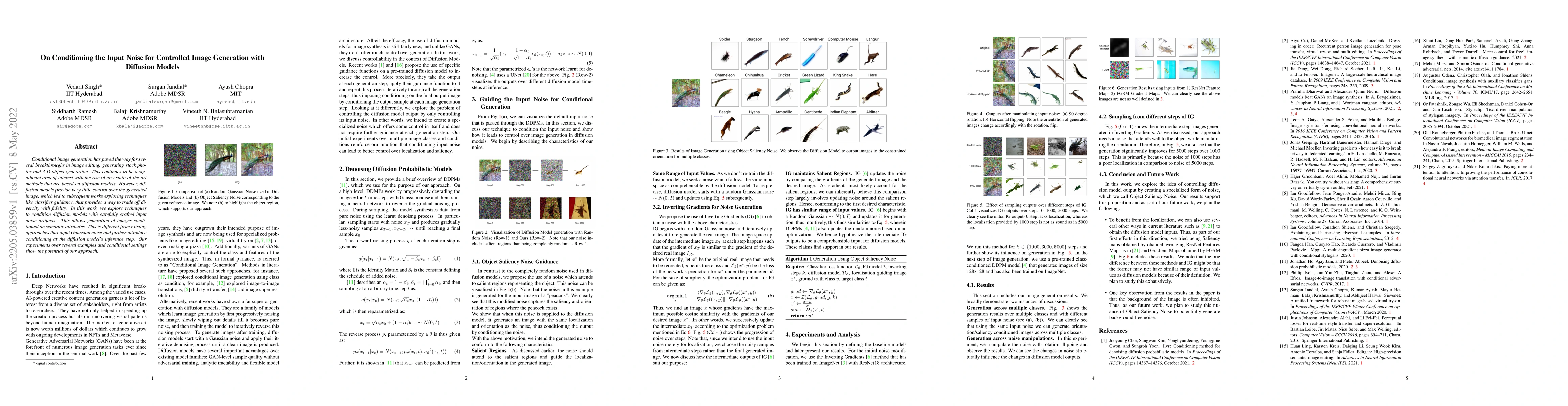 Thumbnail for On Conditioning the Input Noise for Controlled Image Generation with
  Diffusion Models