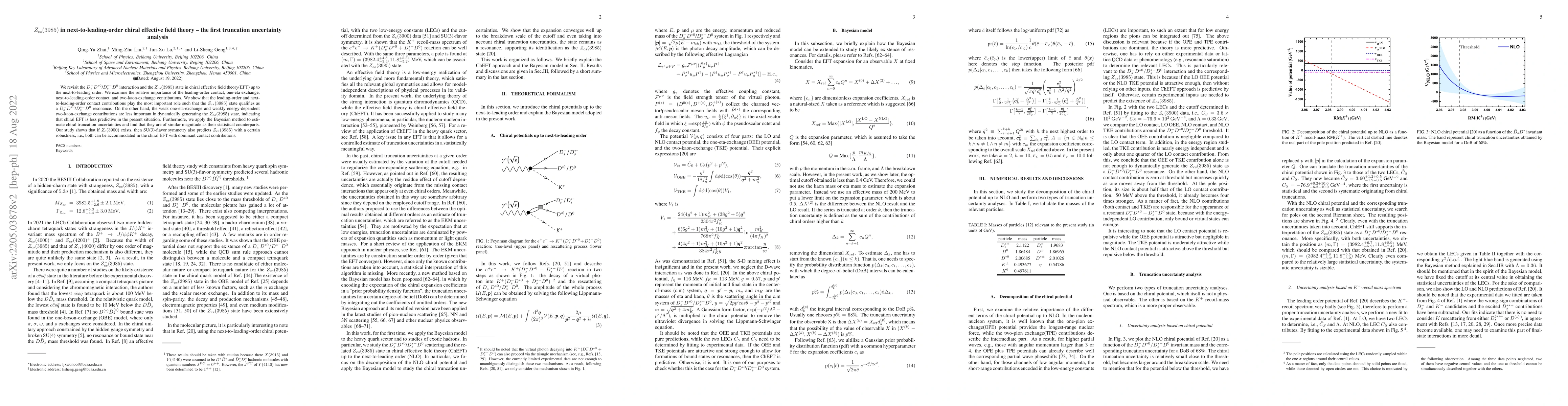 Thumbnail for $Z_{cs}(3985)$ in next-to-leading-order chiral effective field theory --
  the first truncation uncertainty analysis
