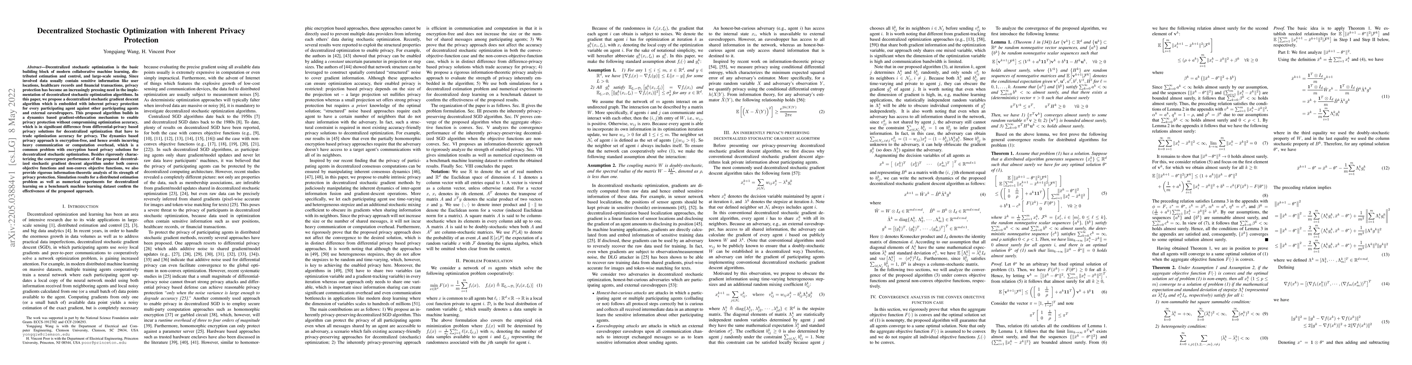 Thumbnail for Decentralized Stochastic Optimization with Inherent Privacy Protection