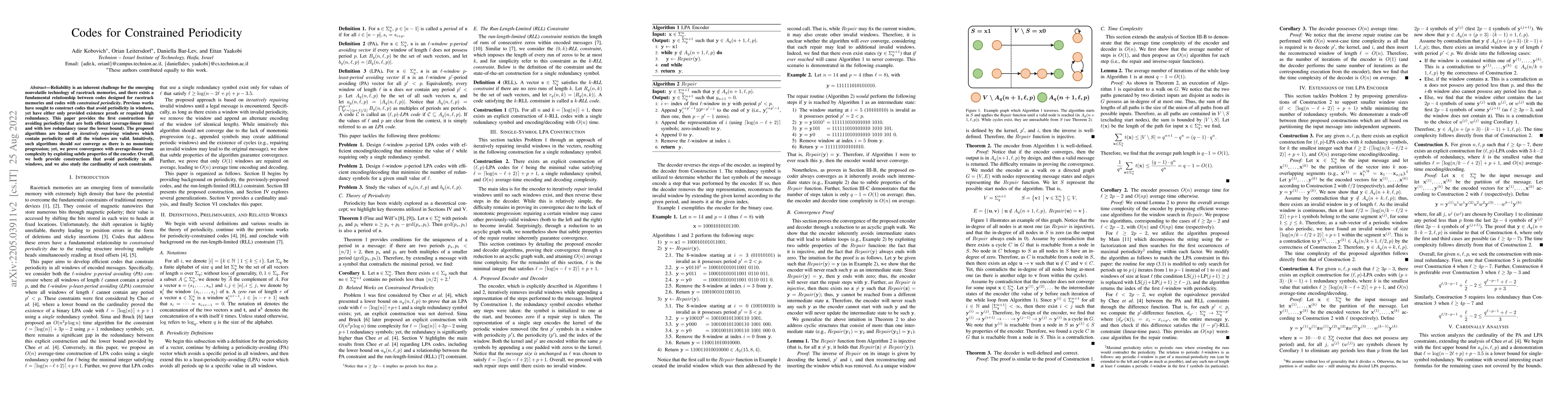 Thumbnail for Codes for Constrained Periodicity