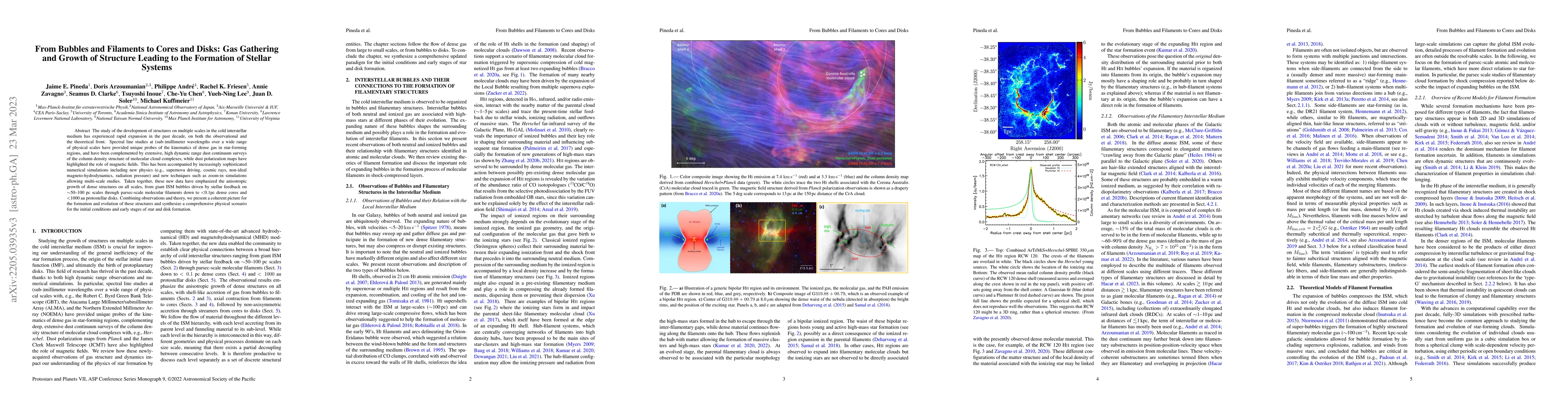 Thumbnail for From Bubbles and Filaments to Cores and Disks: Gas Gathering and Growth
  of Structure Leading to the Formation of Stellar Systems