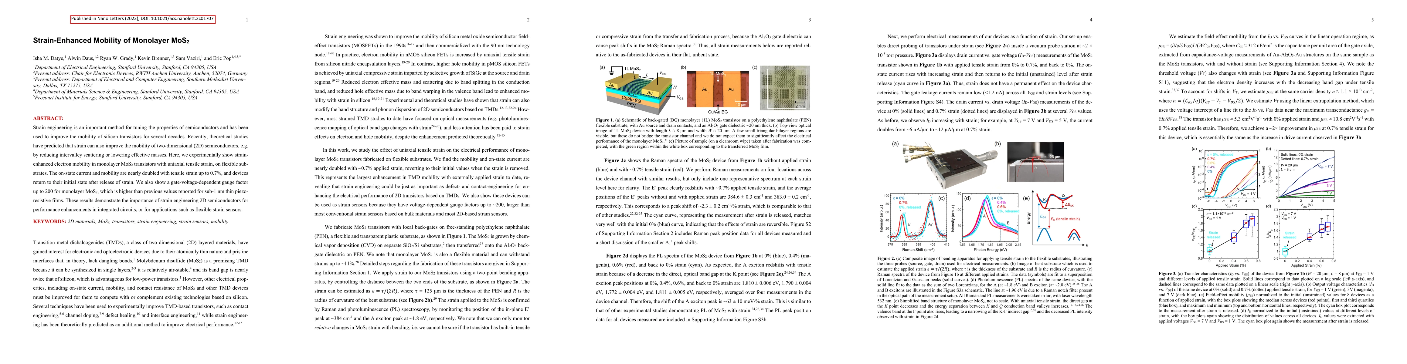Thumbnail for Strain-Enhanced Mobility of Monolayer MoS2