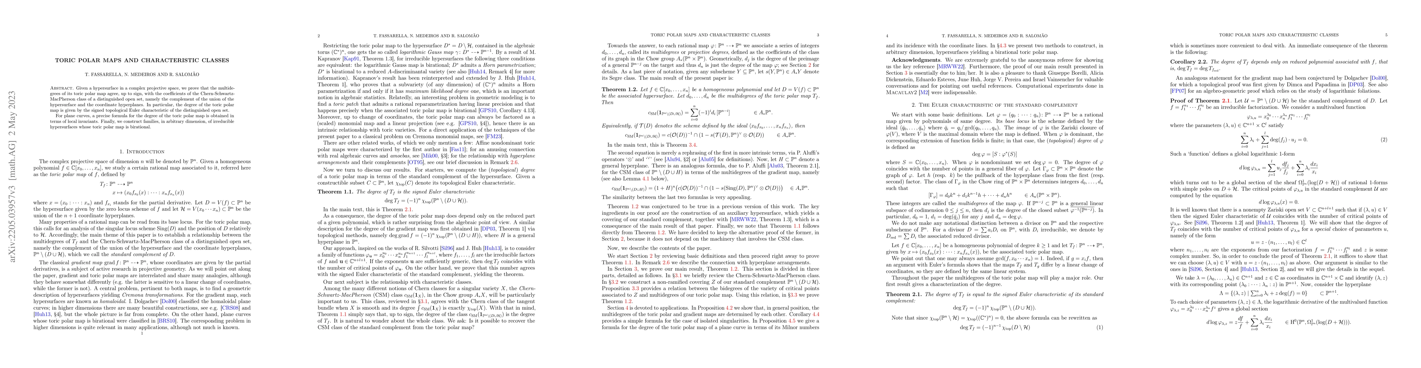 Thumbnail for Toric polar maps and characteristic classes