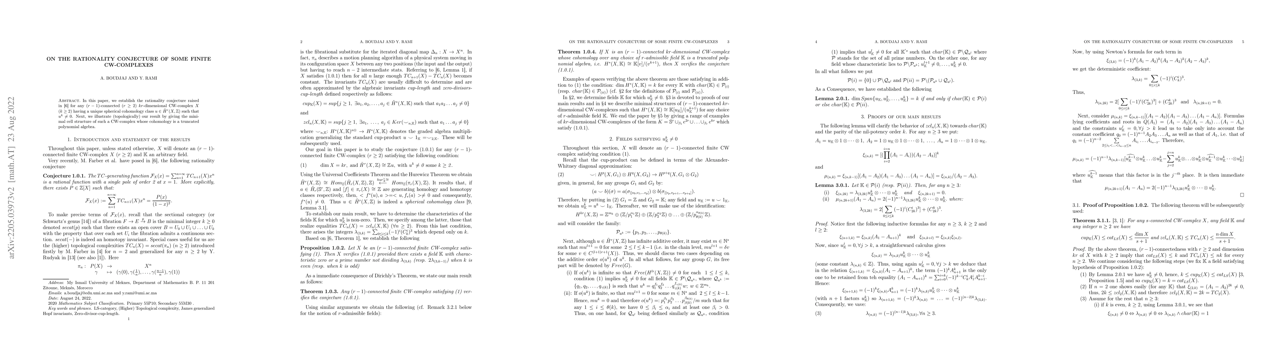 Thumbnail for On the rationality conjecture of some finite CW-complexes