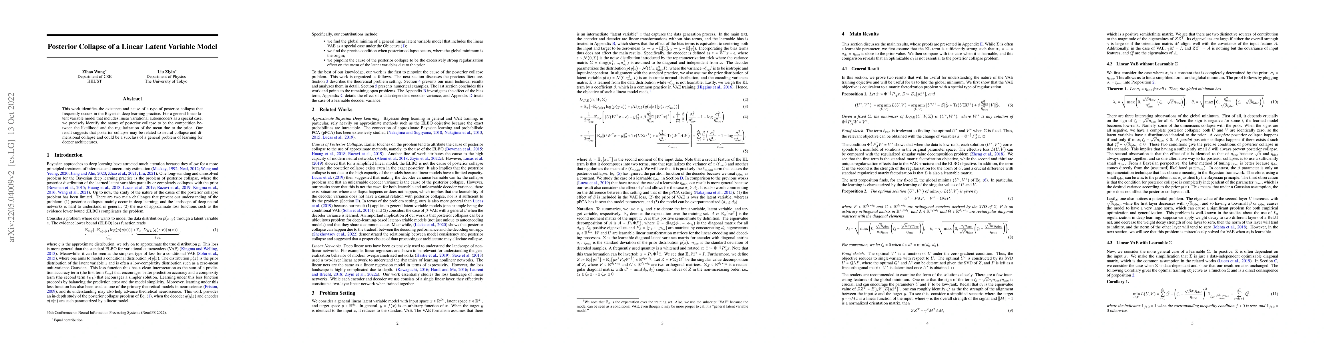 Thumbnail for Posterior Collapse of a Linear Latent Variable Model